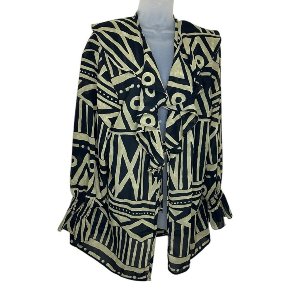 Vtg‎ Sharon Anthony Top 14W Open Ruffle Geometric Artsy Avant Garde Art to Wear
